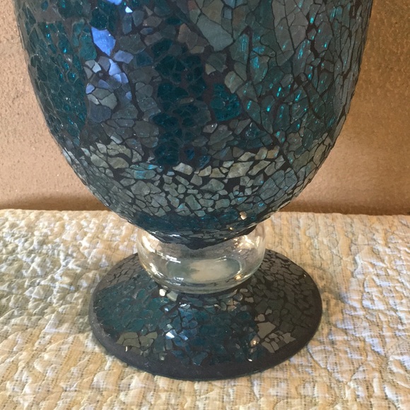 Vase-Turquoise Cut-Glass Gorgeous NEW Neiman Marcus 11.5 x 7 inch Mosaic Unique - Picture 5 of 5